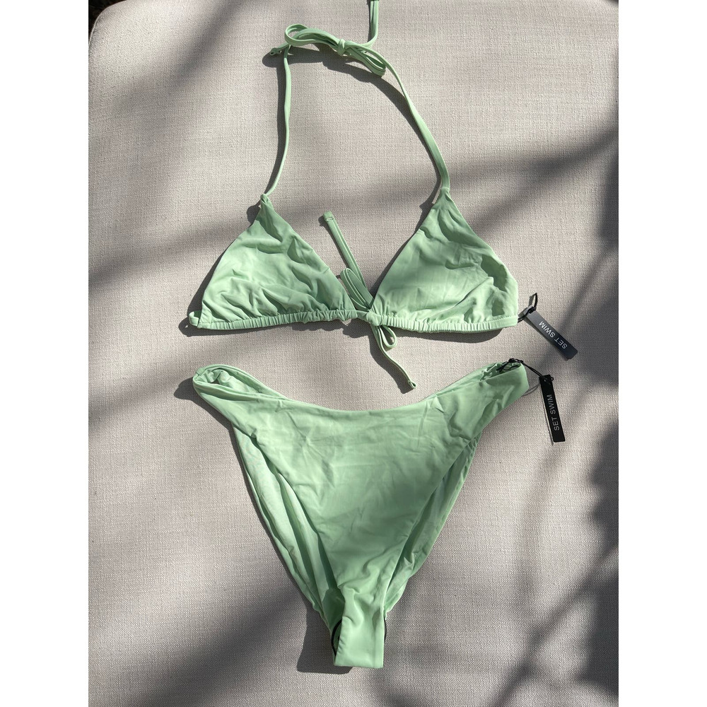 SET Active | NWT Matcha Green Triangle String Bikini